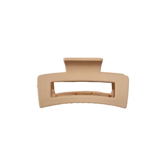 Beige matte hair claw, medium size, complements any style, perfect for everyday use