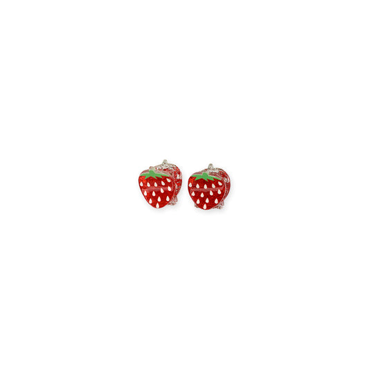 Translucent red strawberry hair claws with glitter accents, two piece set, cute and stylish