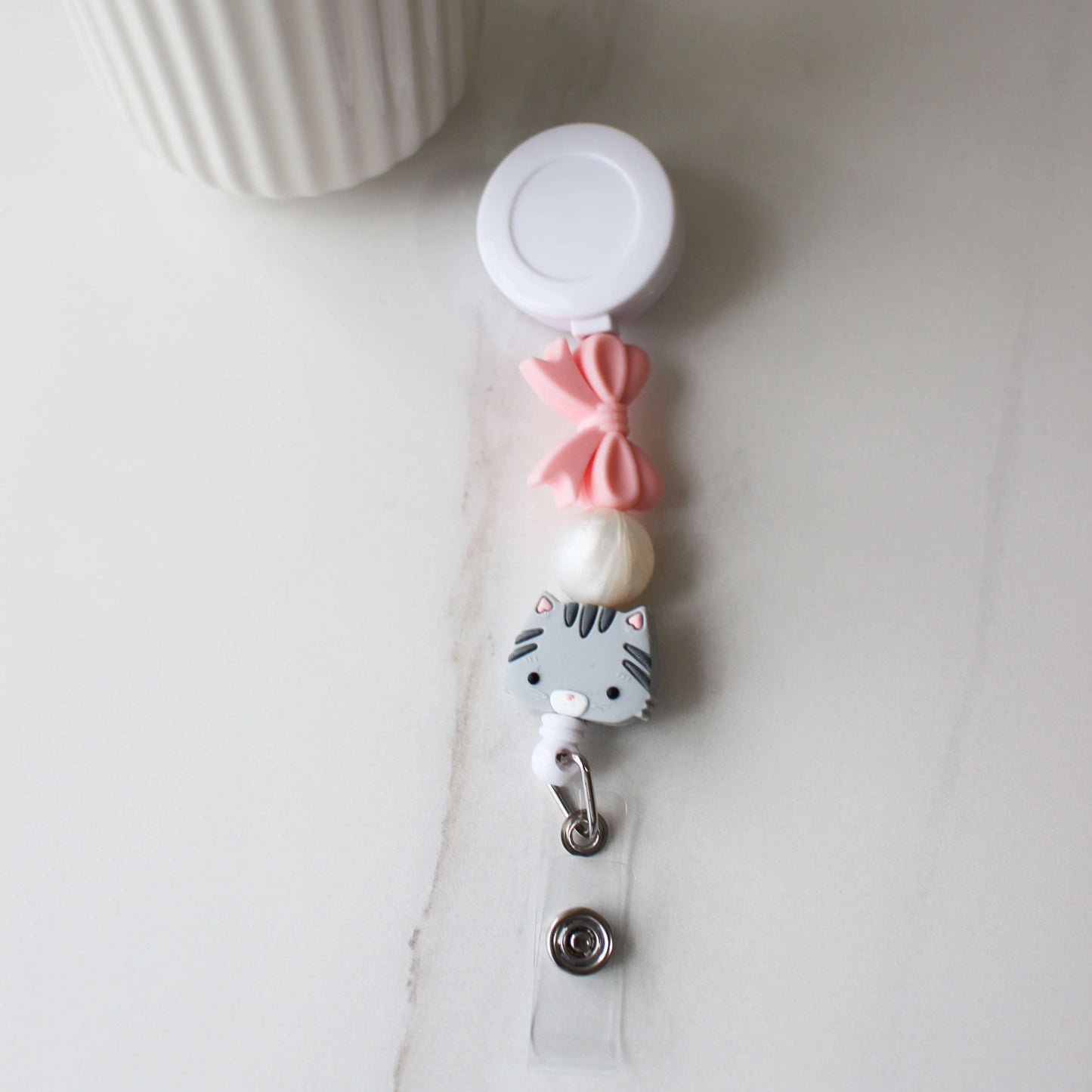 Cat Badge & Pass Holder - Retractable - Grey